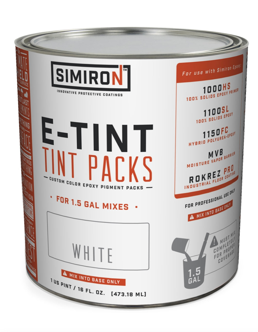 E Tint Pigment Packs- 1 pint to 1.5 G. Mix- Mix with 1100s, Rockrez, 1000HS, MVB, Polyaspartic, 1150FC
